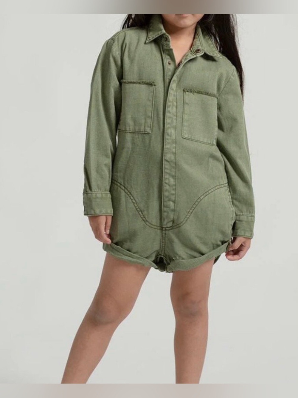 One Teaspoon Kids Olive Utility Romper(8-10)
